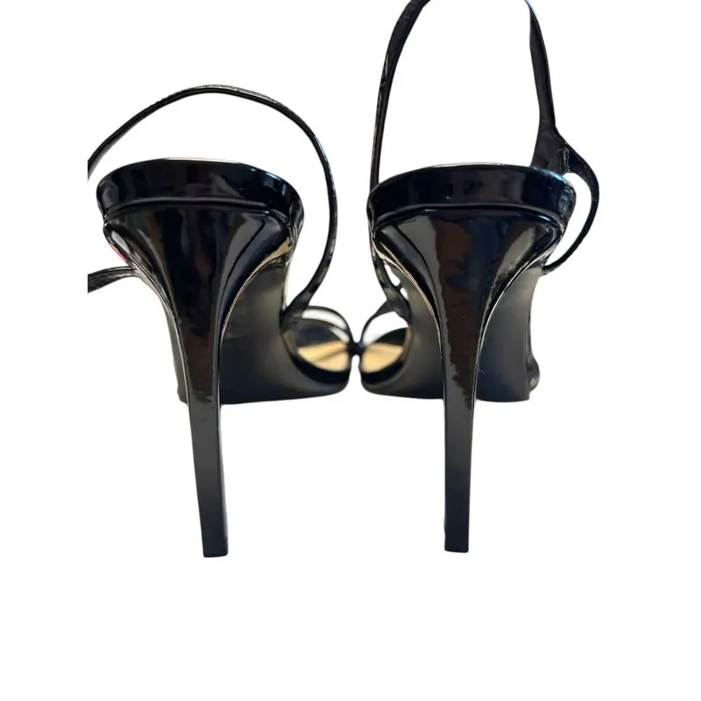 Schutz Black Patent Strappy Stiletto Heels Size 9
